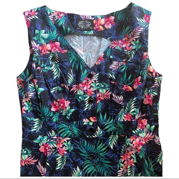 Hearts & Roses tropical pinup dress Size 12 - Picture 4 of 5